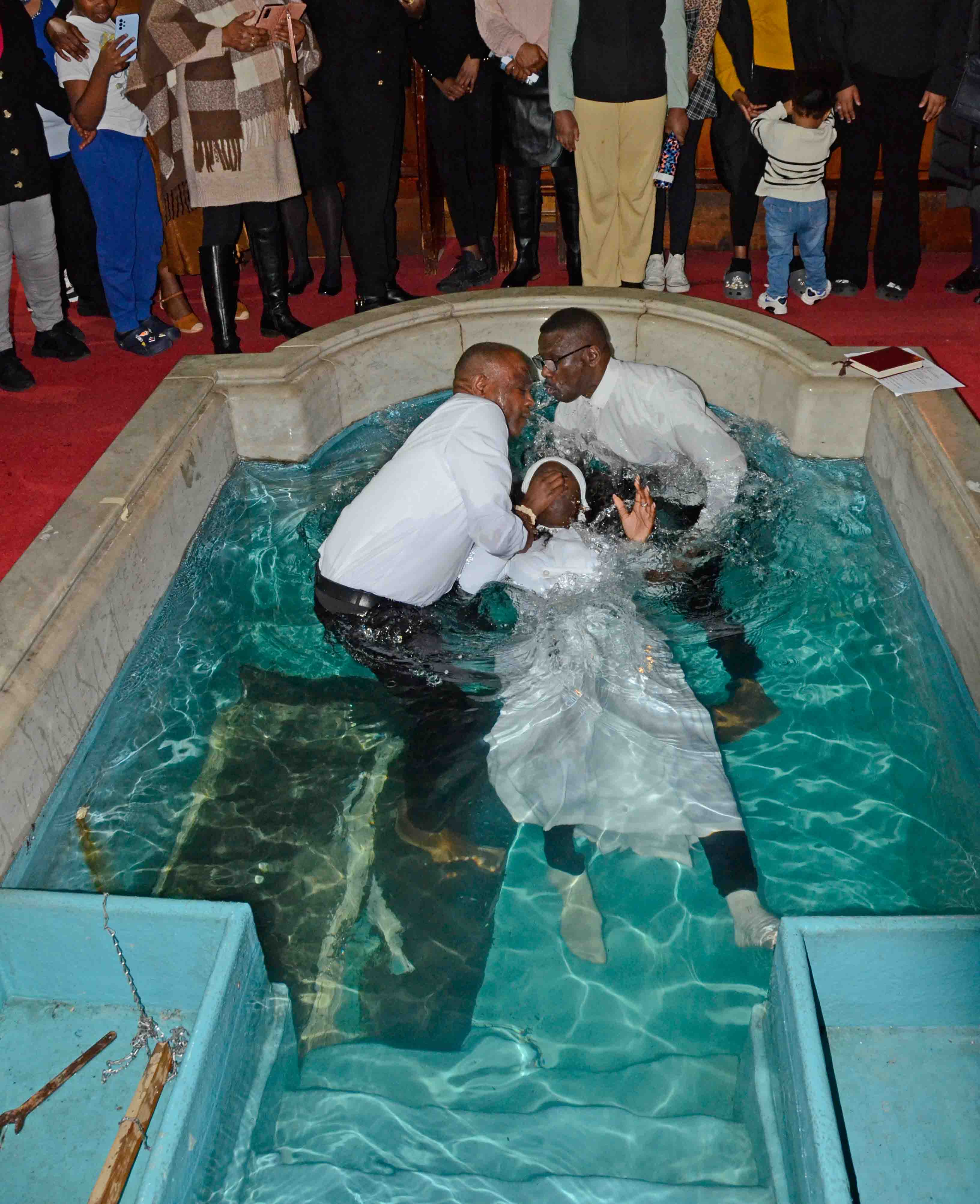 A baptism in progress
